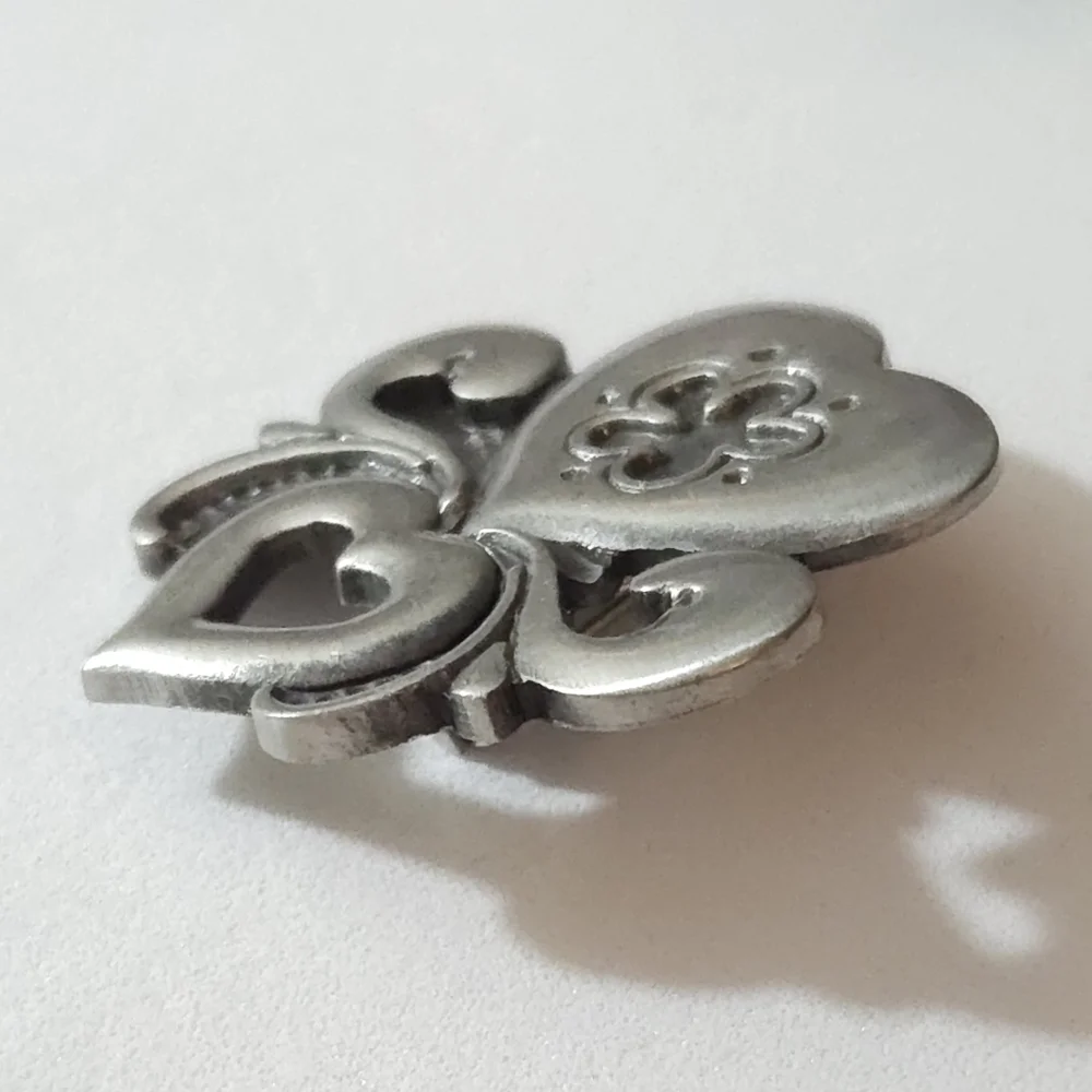 Vintage Double Heart Scroll Design Brooch R Tennesmed Sweden Marked on Back